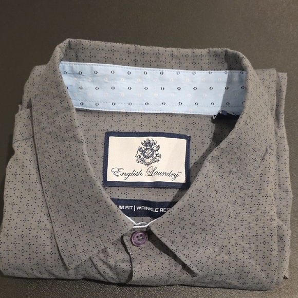 English Laundry Men's Blue and Gray Button Down Shirt - Picture 1 of 7